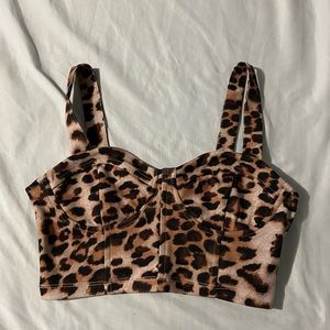 Animal Print Underwire Cropped Tank